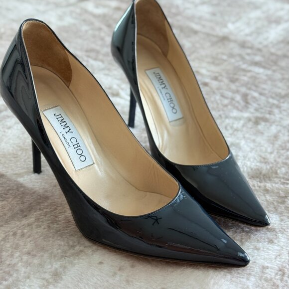 Jimmy Choo Agnes Navy Patent Leather Pumps 36.5 (Runs Small) - Picture 3 of 7